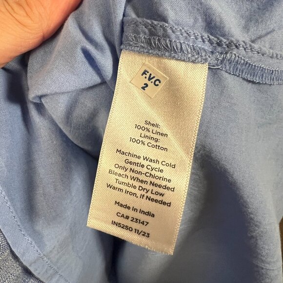 Talbots Linen Faux Wrap Dress Size 16 Petite Blue Minimal Coastal Work Midi - Picture 8 of 8